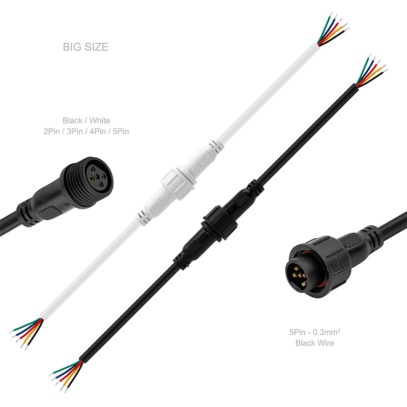 2/3/4/5 PIN Waterproof IP68 Male To Female Outdoor LED Strip Connector-5 Pairs Per Package 2/3/4/5 PIN Waterproof IP68 Male To Female Outdoor LED Strip Connector-5 Pairs Per Package